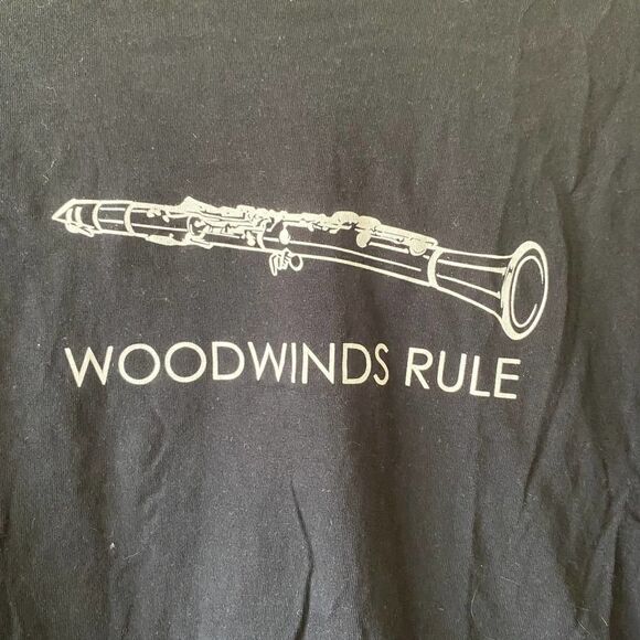 Woodwinds Rule Unisex Long Sleeve Clarinet Shirt Black Medium - Picture 3 of 5